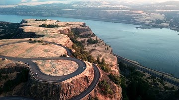 4K [100% Royalty Free] Amazing Rowena Crest Viewpoint | Drone Road View Copyright Free Video