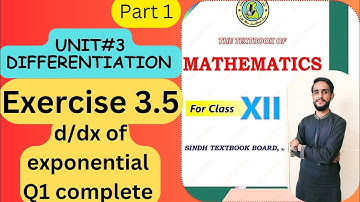 Class 12 maths|Sindh board new course| Exercise 3.5 Q1|Unit3 Differentiation|