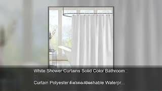 White Shower Curtains Solid Color Bathroom Curtain Polyester Fabric Washable Waterproof Partiti