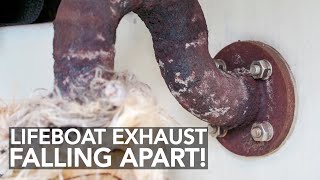 Lifeboat Conversion Ep47: Discovering a very unhealthy exhaust pipe hidden beneath heat lagging [4K]