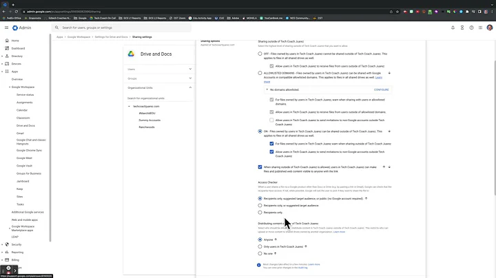 Google Admin Console: Sharing Settings with Drive and Docs
