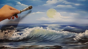 Các bước vẽ sóng biển / vẽ tranh bình minh trên biển