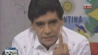 Diego Maradona gives middle finger gesture live on TV