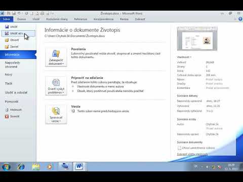Životopis (Word 2010): 5 - Uloženie do PDF