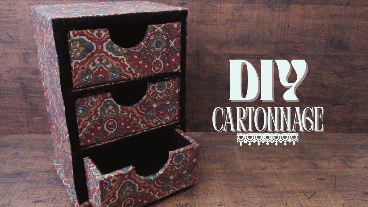 Cartonnage DIY/Desk Organizer with 3 Drawers/Cardboard Furniture /Favorite Fabric