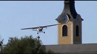 Piper SuperCub - strange rooftop-approach after go-around