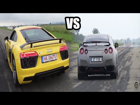 ????Audi R8 VS Nissan GTR - Accelerations Sound!
