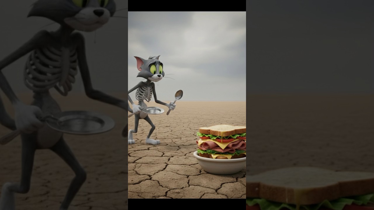 Strong Wind vs Skinny Tom! 💀 cat ai video 