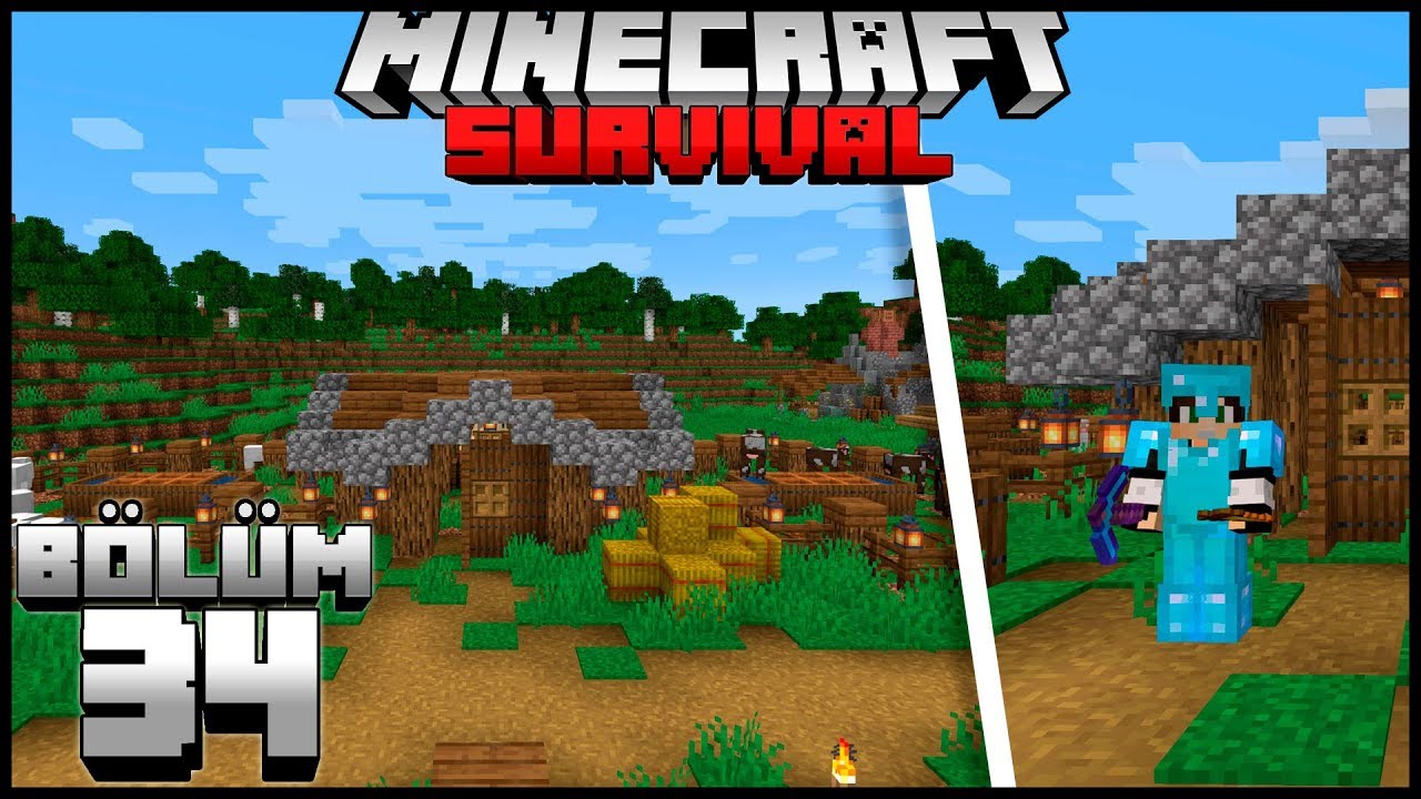 Inek Koyun Ve Lama Ciftligi Ahir Minecraft Survival Bolum 34 Youtube