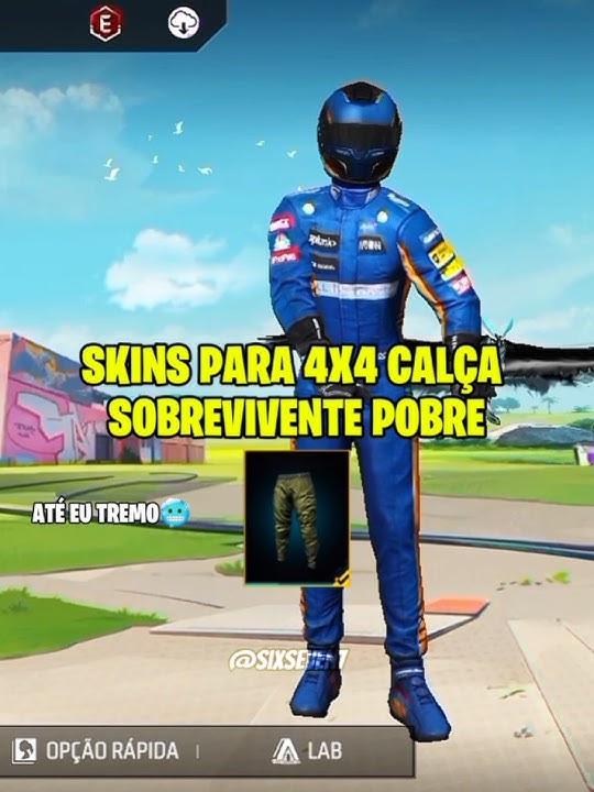 SKINS PARA 4X4 COM CALÇA SOBREVIVENTE POBRE🙅🏽☠️ #freefire #garenafreefire #ff #skins #pobre #garena