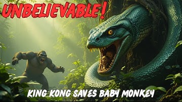 Unbelievable! King Kong Saves Baby Monkey From Giant Anaconda