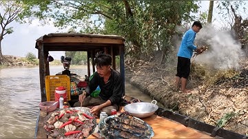 Cá Lóc Nướng Trui Với Chuột Đồng Hấp Củ Tỏi Nhâm Nhi Và Ăn Cơm Trên Ghe |T431