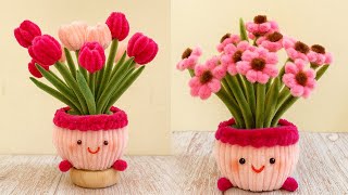 So Gorgeous! 🌸 DIY Mini Pot Flower with Pipe Cleaner - Easy Pipe Cleaner Flower Tutorial