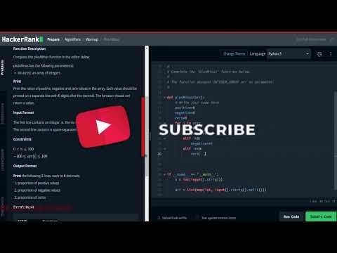 hackerRank Question#4 || plusMinus || Problem Solving