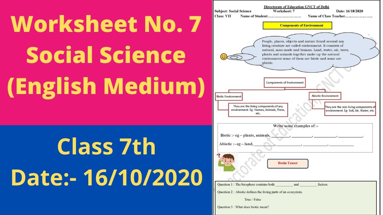 worksheet 7 sst class 7 16 10 2020 english medium worksheet 7 sst class7 social science worksheet 7 youtube