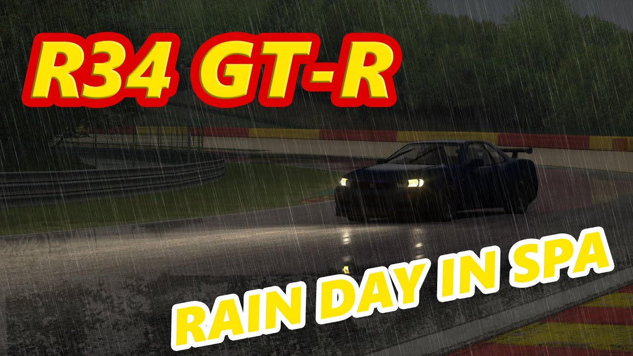 Nissan Skyline R34 GT-R Z-tune | Rainy day at SPA | Assetto Corsa Wet ...