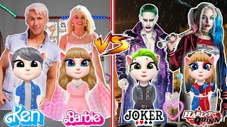 My talking Angela 2 || Barbie👩‍🎤and Ken 🕺vS Harley Quinn💥 and Joker 🃏|| cosplay