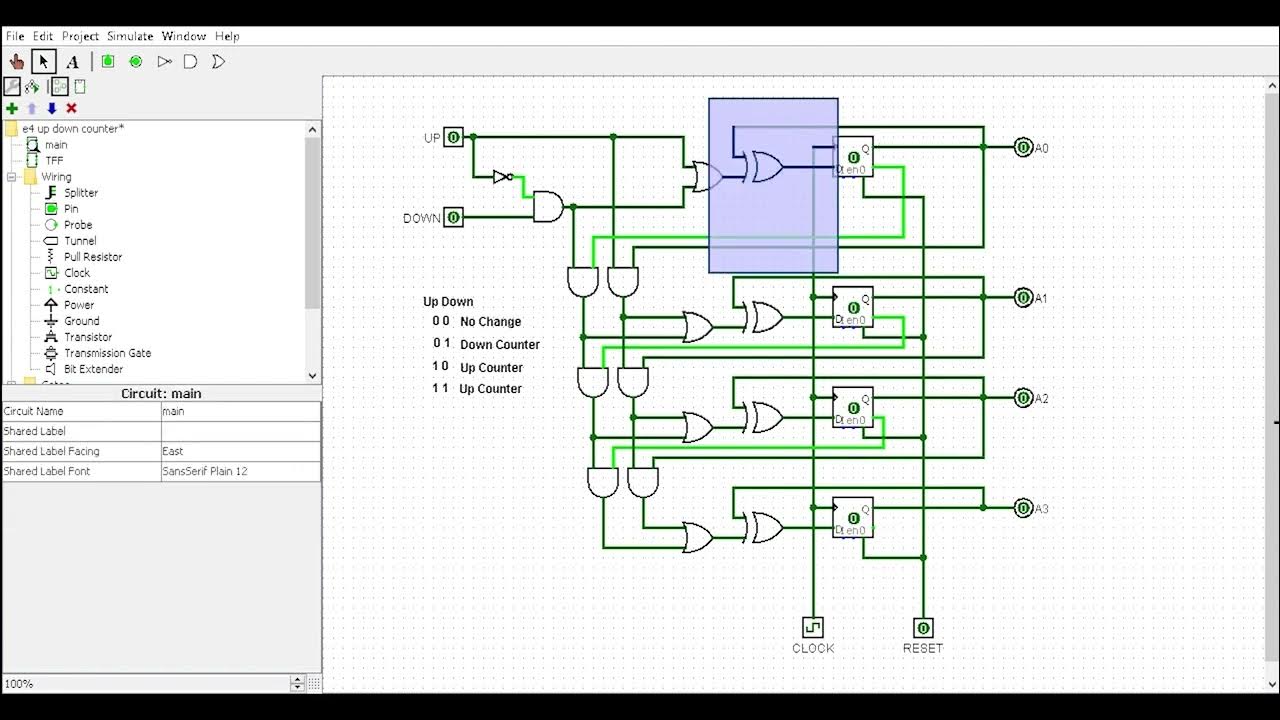 Design of a 4-bit Binary Up-Down counter - YouTube