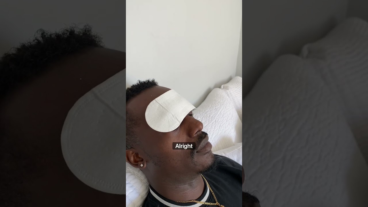 “Waxing” my husband’s eyebrows 😂 