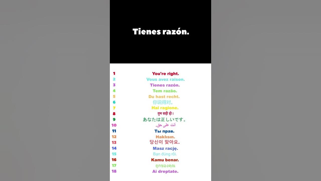 How to say YOU'RE RIGHT in Spanish YouTube