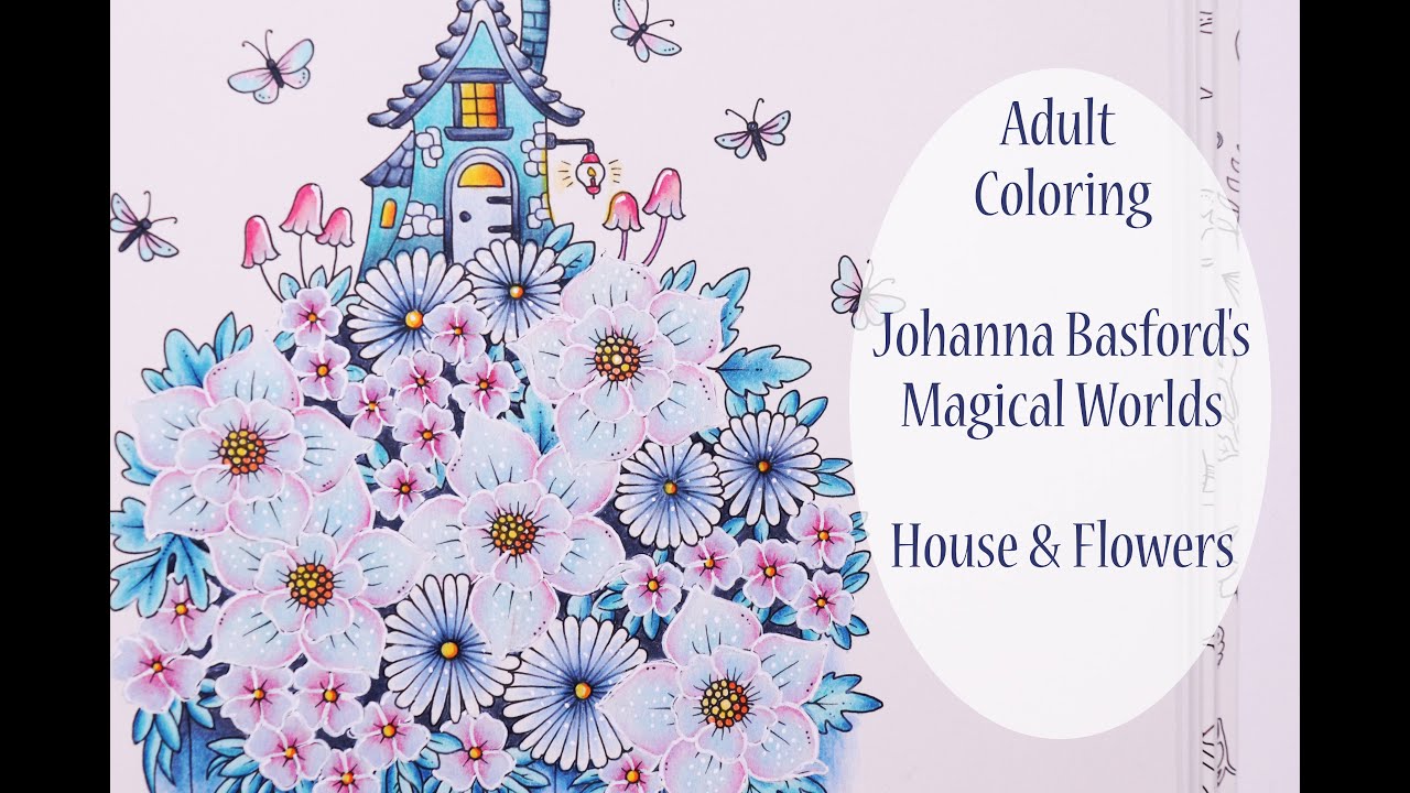 ADULT COLORING TUTORIAL / Magical Worlds - Johanna Basford - Coloring Flowers with F.C Polychromos