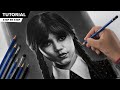 Drawing wednesday addams portrait  step by step