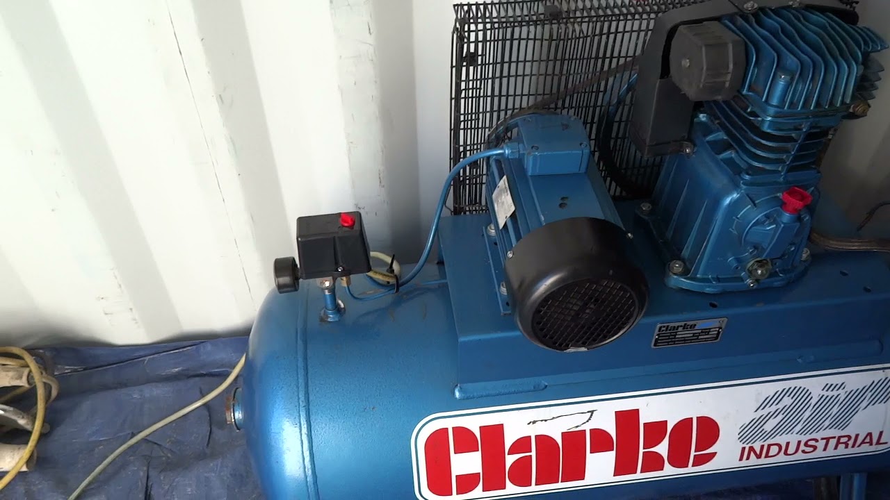 Clarke 3ph air compressor demo YouTube