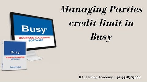 How To Set Parties Credit Limit In Busy | Manage Parties Credit Limit | S.No-8 | Tally Online Class