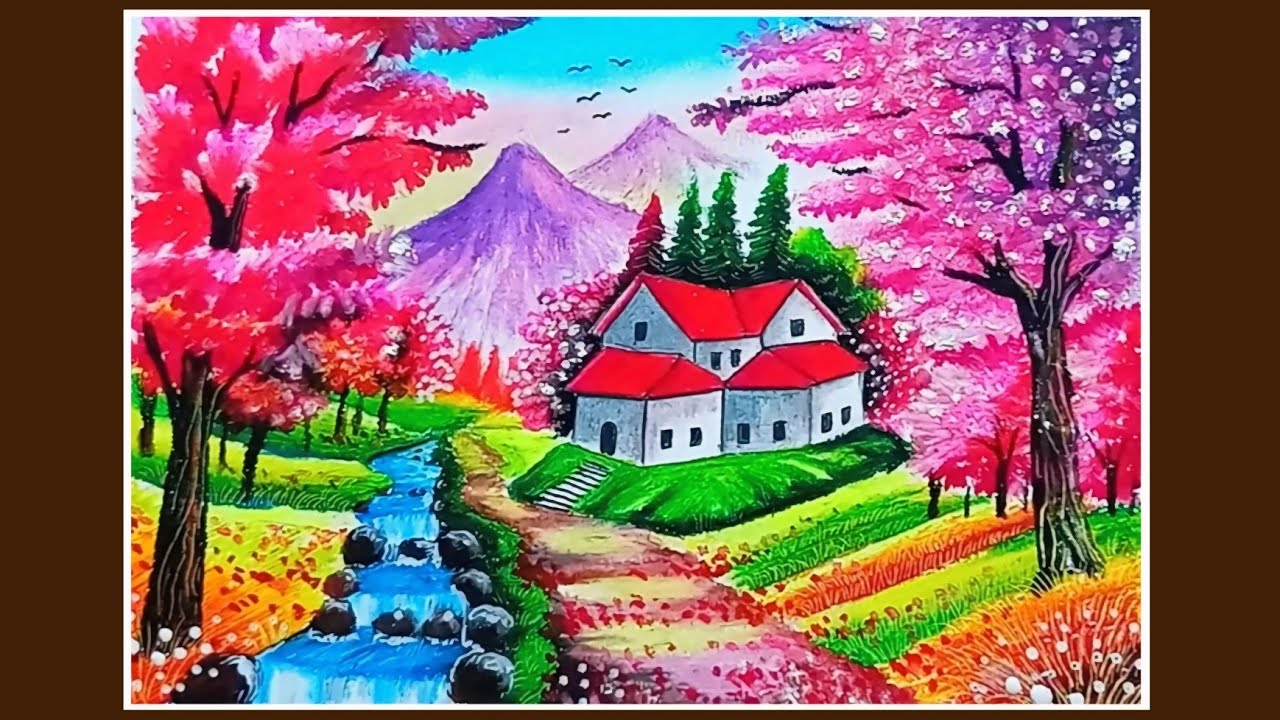 Step by Step Pastel Drawing of Autumn Woods with Falling Leaves | Easy Fall Art Tutorial for Beginne