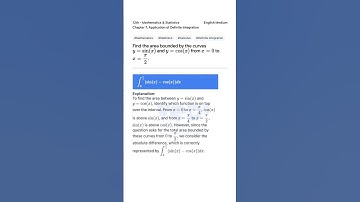 Find Area Between Sinx and Cosx 12th Math Statistics