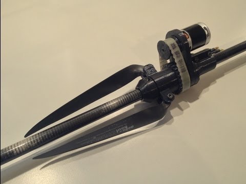 Folding propeller design which rotates 'around' the boom ..