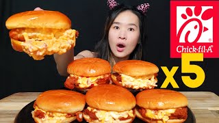 SO CREAMY! Eating Chick-Fil-A's NEW Honey Pepper Pimento Sandwiches! Mukbang ASMR & Food Challenge