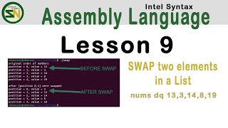 Assembly x86-64 Tutorial: Swapping Array Elements in Intel Syntax on Ubuntu Linux (Lesson 9)