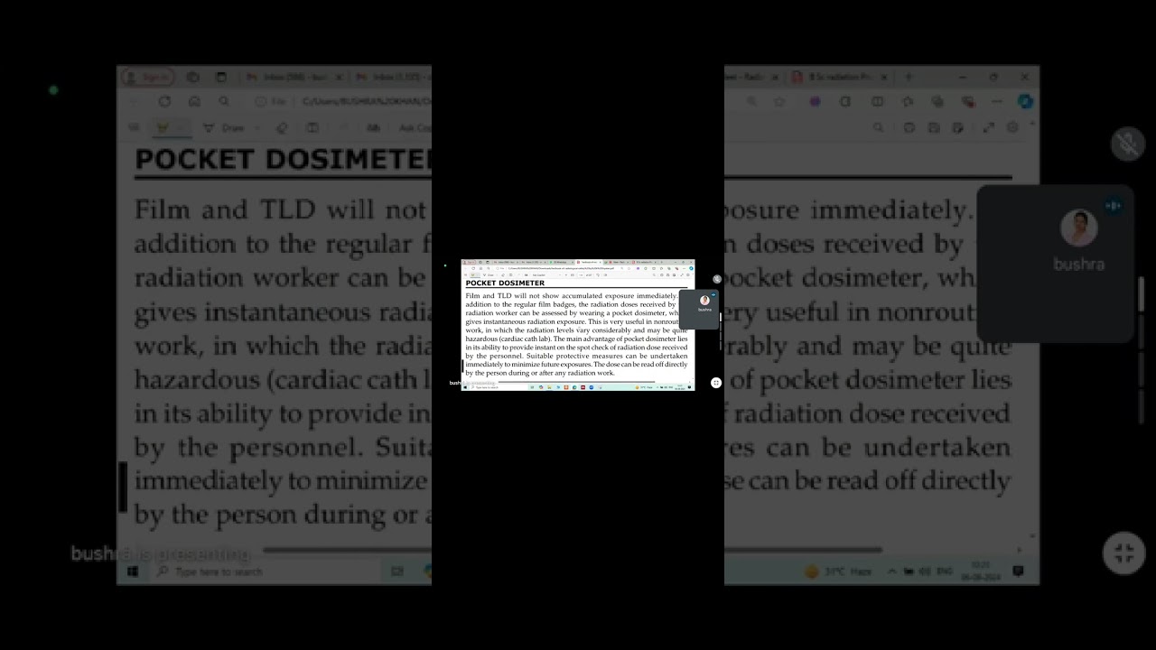 LECTURE 10 |POCKET DOSIMETER ||Area monitoring |Bushra mam ||
