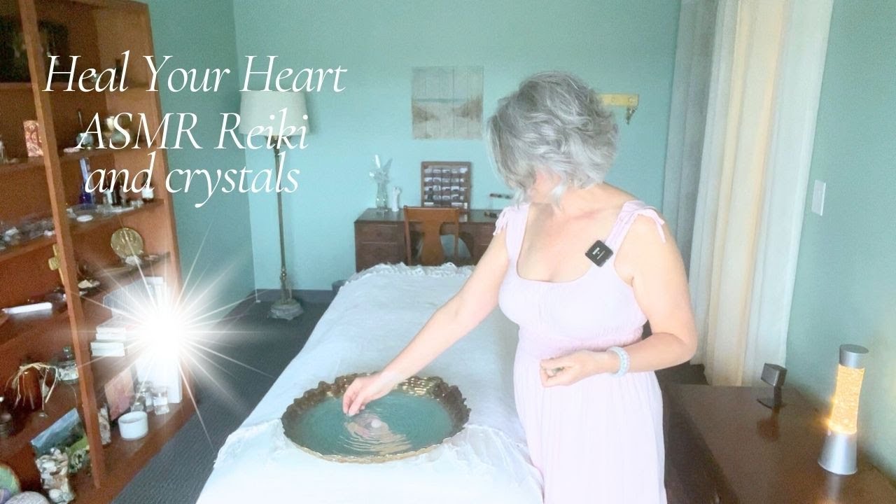ASMR Reiki for Heart Chakra Healing | Crystal Grid with Rose Quartz ...