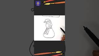 How to draw snow man #SnowmanDrawing#WinterStory#CuteSnowman#WinterArt#EasyDrawingForKids#SnowmanArt