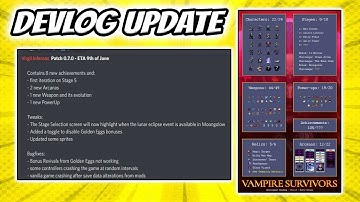 Vampire Survivors Update Devlog 21st July | Secret Character/Message In The Last Roadmap