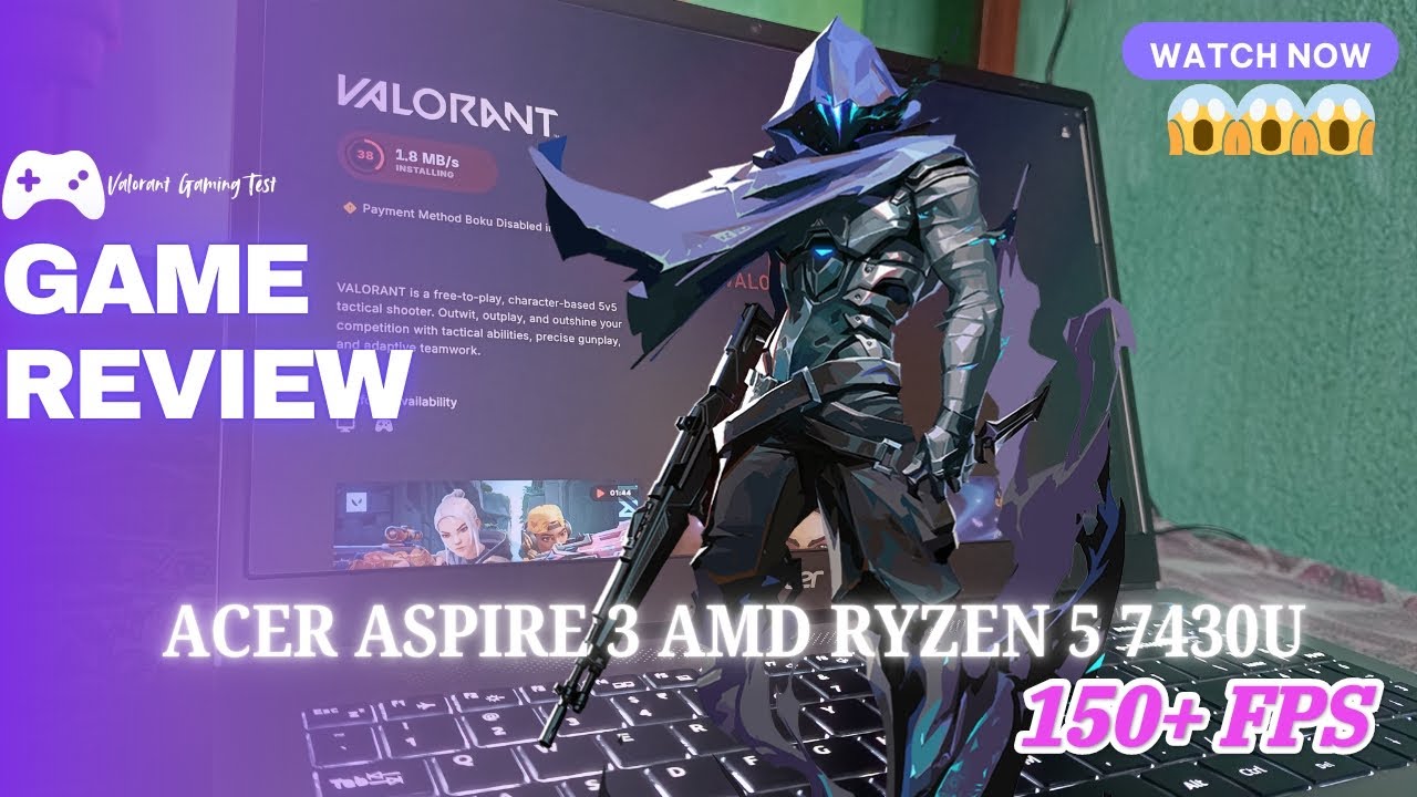 Acer Aspire 3 Backlit AMD Ryzen 5  Hexa Core 7430u Valorant Gaming Test || Valorant Gaming Test