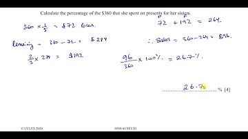 0580/41/M/J/20 (IGCSE) Paper 41 CAIE Q1 Arithmetic, Percentages, Compound, Reverse, Ratios