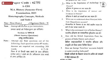 MA 1ST SEM HISTORY HISTORIOGRAPHY CONCEPTS METHODS AND TOOLS 1ST 2023 | MJPRU