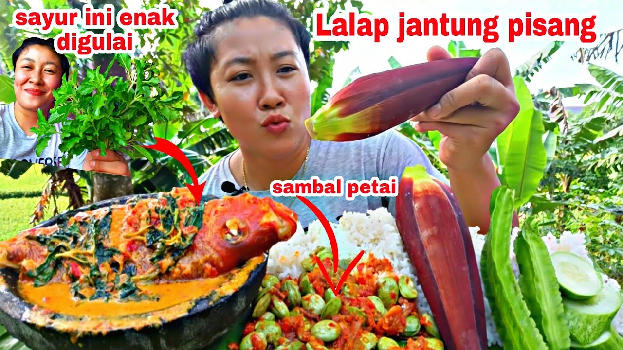 GULAI DAUN RUKU-RUKU IKAN KAKAP, SAMBAL PETAI, LALAP JANTUNG PISANG . BEEH MANTAP 🤤
