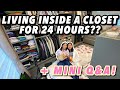 LIVING IN A CLOSET FOR 24 HOURS + MINI Q&A! ft. MY SISTER!