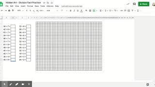 Hidden Art - Division Fact Practice - Google Sheets