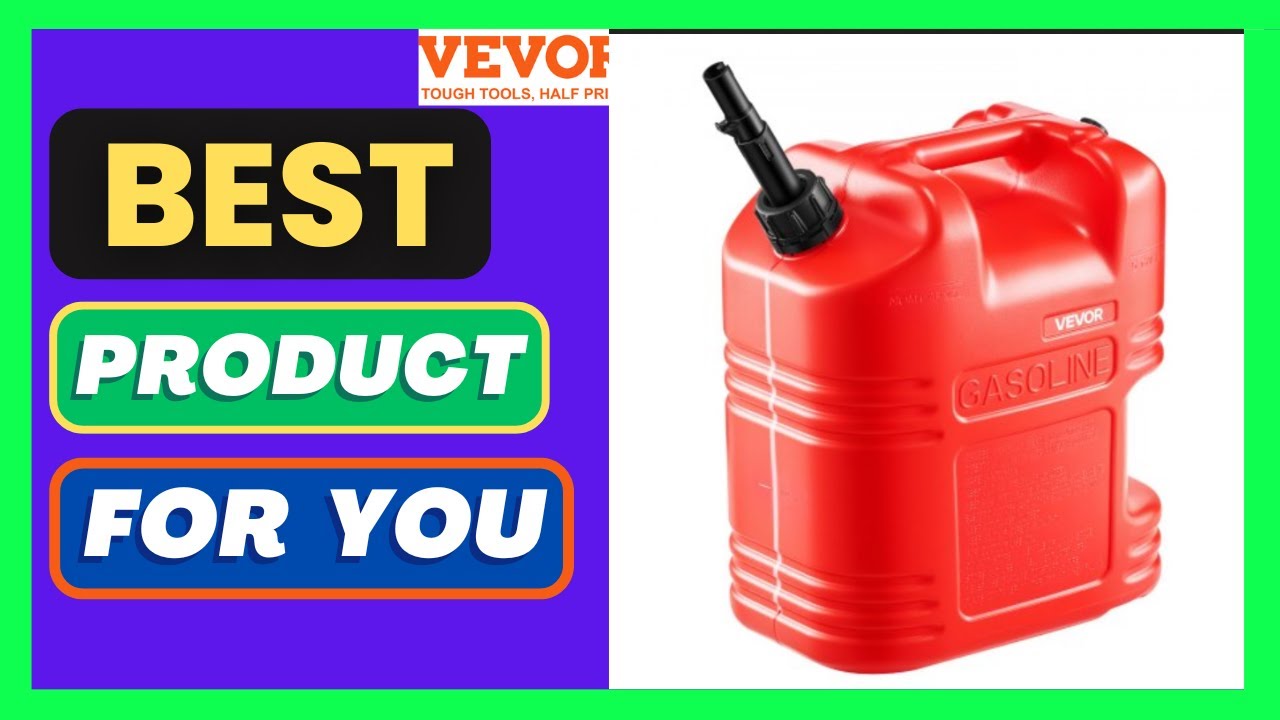 VEVOR Fuel Container, 5 Gallon, Gas Tank with Spout & Clear Scale, 15 L/min Max Flow Rate, Secure &