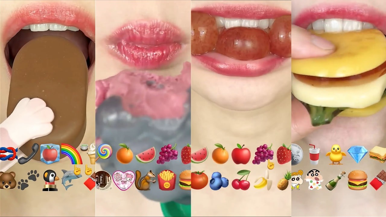 ASMR COLORFUL EMOJI FOOD MUKBANG 🌈 Eating Sounds 12