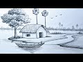 Easy Pencil Sketch Scenery For Beginners Village Scenery Drawing Landscape Drawing Easy Pencil Sketch Scenery For Beginners Village Scenery Drawing Landscape Drawing