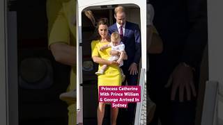 Princess Catherine With Prince William And George Walked Out Airplane When Arrived In Sydney 2014