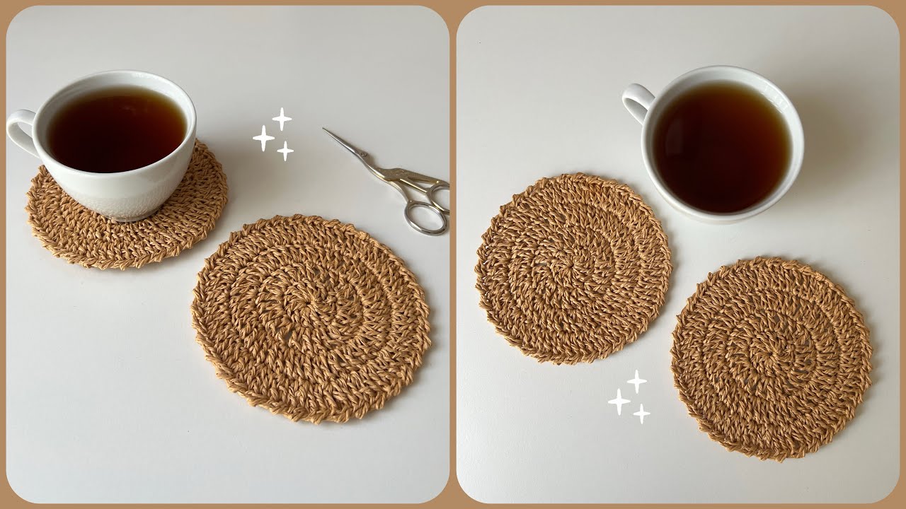 ÇOK KOLAY KAĞIT İPTEN TIĞ İŞİ ÖRGÜ BARDAK ALTLIĞI YAPIMI / CROCHET COASTER #crochet