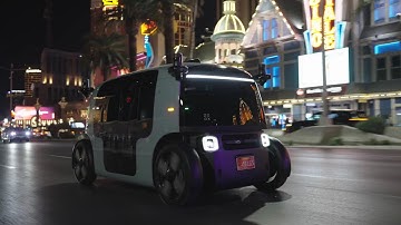 Zoox robotaxi driving in Las Vegas