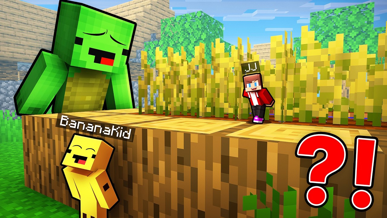 JJ vs Mikey vs Banana Kid: SIZE HIDE-AND-SEEK in Minecraft...